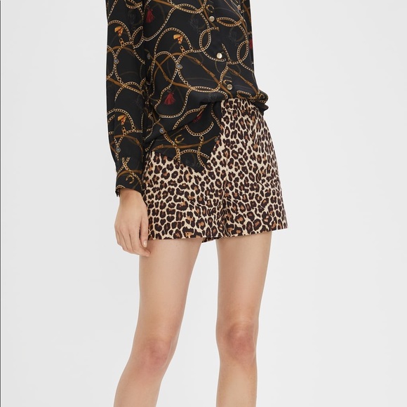 leopard print shorts zara